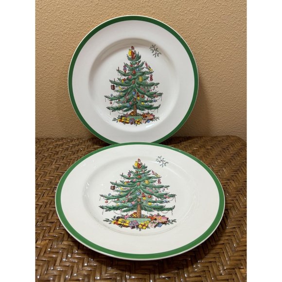 Spode Holiday Spode England Christmas Tree Dinner Plate Bundle Of 2